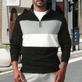 thumbnail image 1 of Kakii Men's Sweater Quarter Zip Striped Pullover Fall Winter Spring Color Block Polo Sweatshirts, 1 of 7