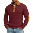thumbnail image 1 of Kakii Men's Textured Sweatshirt Fleece Lined Thermal Elbow Patches Heavyweight Pullover, 1 of 6