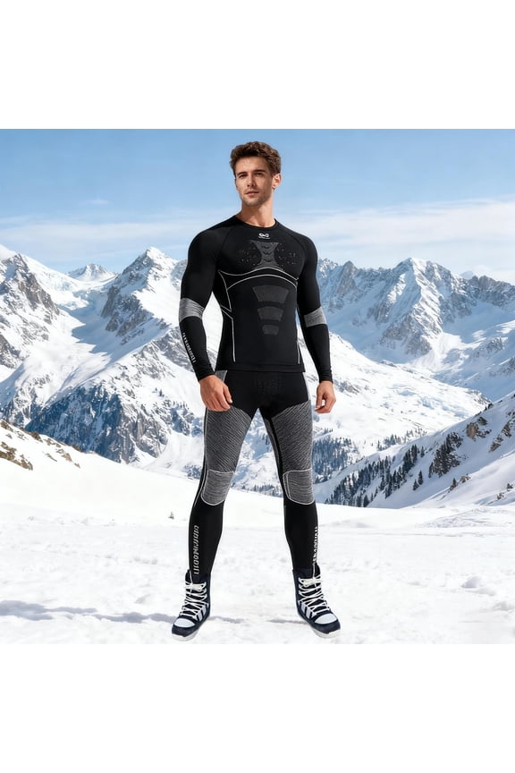 Men's Thermal Base Layer Set, Ski & Snow Sports Compression Top & Pants, Quick-Dry Cold Weather Underwear
