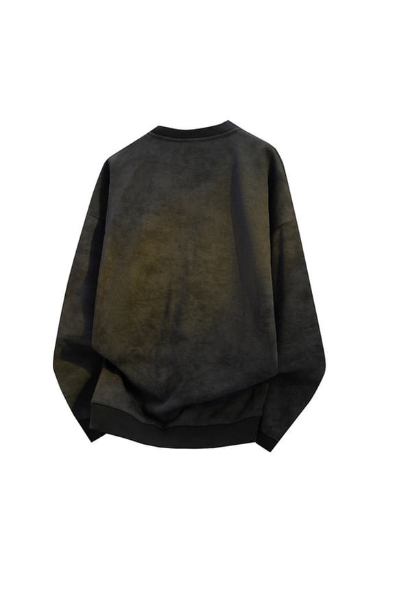 Men's Tie Dye Long Sleeve Shirt, Soft Washed Ombre Crewneck Pullover, Casual Stylish Tople Top