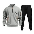 thumbnail image 1 of Kakii Men's Tracksuit Quarter Zip Pullover Fleece Two Piece Set Sweatsuits Stand Collar Long Sleeve Sweatshirt, 1 of 3