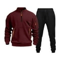 thumbnail image 1 of Kakii Men's Tracksuit Quarter Zip Pullover Fleece Two Piece Set Sweatsuits Stand Collar Long Sleeve Sweatshirt, 1 of 3
