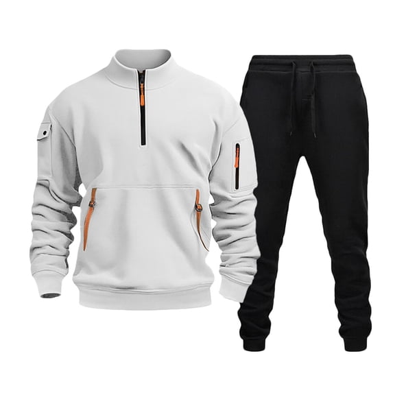 Kakii Men's Tracksuit Quarter Zip Pullover Fleece Two Piece Set Sweatsuits Stand Collar Long Sleeve Sweatshirt