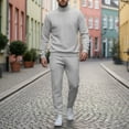 thumbnail image 1 of Kakii Men's Turtleneck Sweater Set, Long Sleeve Knit Top & Pants Matching Outfit, Winter Loungewear, 1 of 9