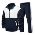 thumbnail image 1 of Kakii Men's Two-Tone Sport Set, Block Track Suit with Zip-Front Jacket & Side Stripe Joggers, Casual Performance Wear, 1 of 5