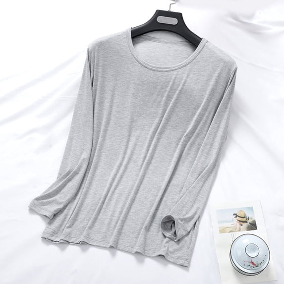 Kakii Men's Viscose Pajama Top Long Sleeves Sleep T-Shi