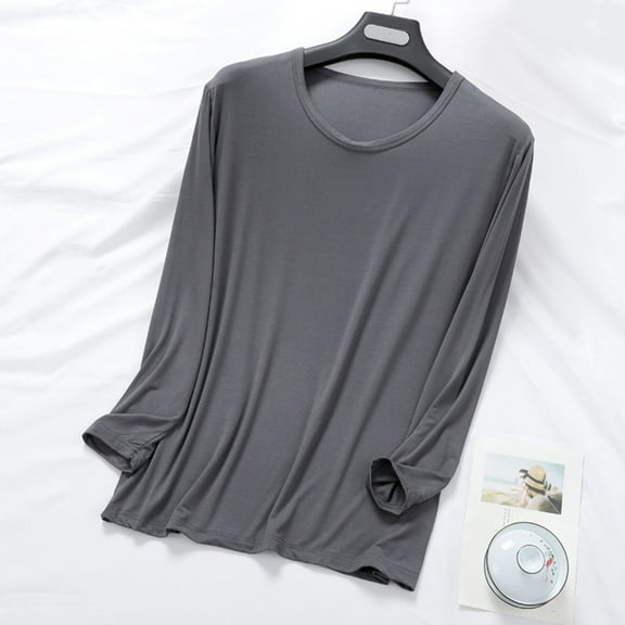 Kakii Men's Viscose Pajama Top Long Sleeves Sleep T-Shi