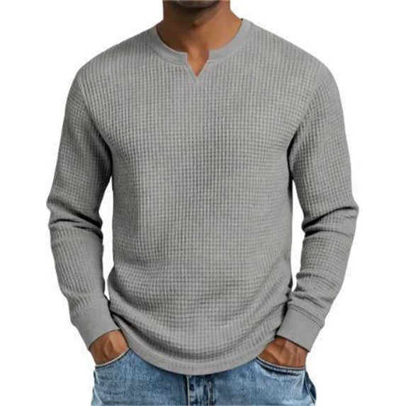 Kakii Men’s Waffle Henley Shirts, Long Sleeve Button Tops Casual Basic T-Shirts Lightweight Knit Pullover