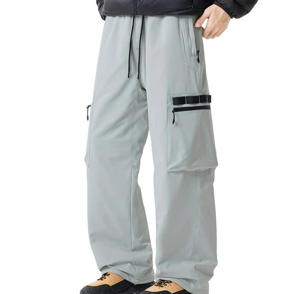 Kakii Men's Water-Resistant Windproof Quilted Pants, Thermal Insulated Workwear Cargo Pants for Outdoor Cold Weather