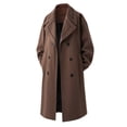 thumbnail image 1 of Kakii Men's Winter Double Breasted Wool Coat Long Sleeve Notch Lapel Midi Long Winter Trench Coat, 1 of 3