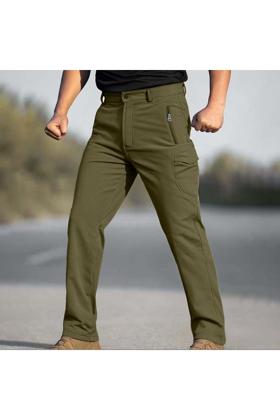 Men's Winter Pants Water Resistant Fleece Lined Snowboard Ski Pants Softshell Tactical Pants with Multi-Pockets