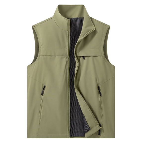Kakii Mens Casual Lightweight Travel Vest Outdoor Summer Utility Safari Sleeveless Jackets Hiking Fish Photo Vest