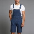 thumbnail image 1 of Kakii Mens Denim Shorts Bib Overall Jean Romper Casual Loose Fit Walkshort Button Pockets Summer Jumpersuit, 1 of 8