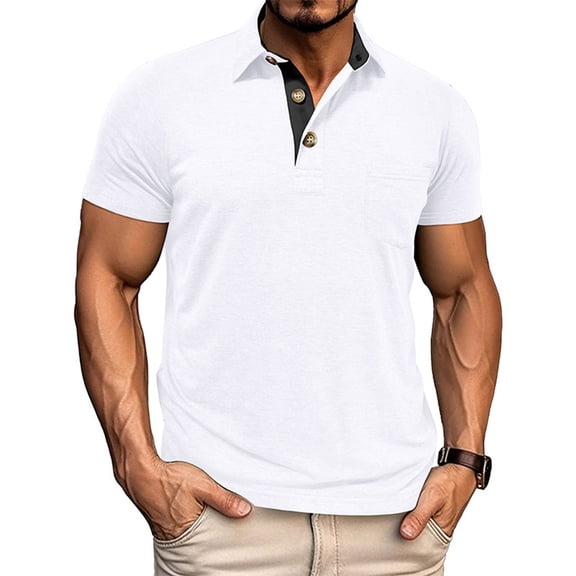 Kakii Mens Fashion Polo Shirts Cotton Classic Long Sleeve Thermal Button Shirt with Pocket