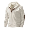 thumbnail image 1 of Kakii Mens Fashion Pullover Hoodies Long Sleeve Thermal Drawstring Button Texture Hooded Sweatshirt, 1 of 8