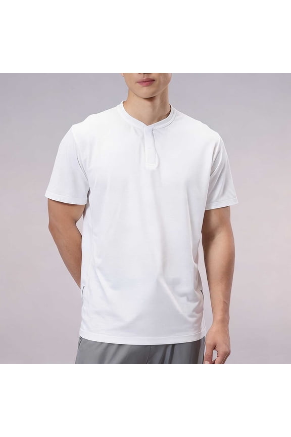 Mens Henley Shirt Dry Fit Tech 3 Button Slim Fit Quick Dry Gym Tshirt Short Sleeve Lightweight Casual T Basic Tee