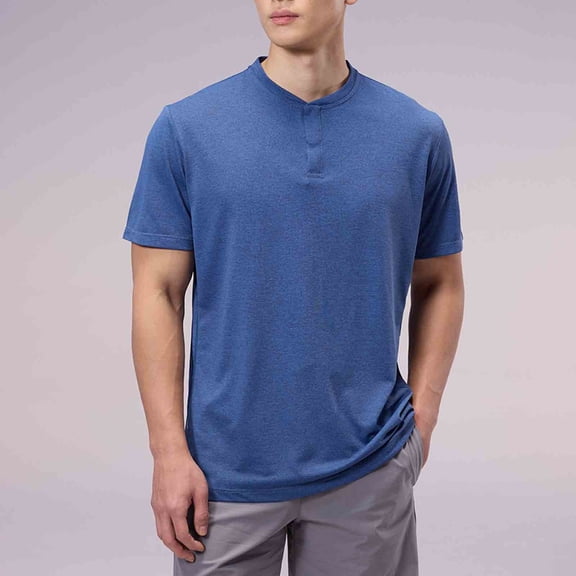 Kakii Mens Henley Shirt Dry Fit Tech 3 Button Slim Fit Quick Dry Gym Tshirt Short Sleeve Lightweight Casual T Basic Tee