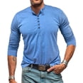 thumbnail image 1 of Kakii Mens Henley Shirts Classic Retro Long Sleeve Cotton Tee Shirts Casual Button Down Washed T-Shirts, 1 of 8