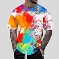 thumbnail image 1 of Kakii Mens Hipster Hip Hop Short Sleeve Print T-Shirt Shirts Men, 1 of 5