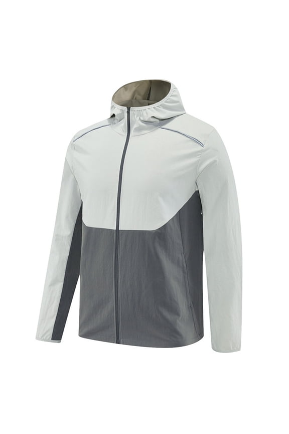 Mens Lightweight Jacket Full Zip Hooded Reflective Athletic Jacket Unlined Quick-drying Coat for Cycling Outdoor