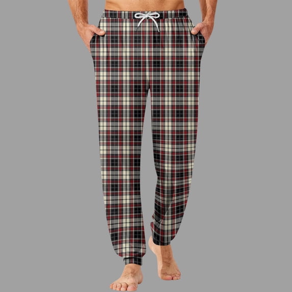 Kakii Mens Pajama Pants Cotton Plaid Sleep & Lounge Pants, PJ Bottoms with Pockets