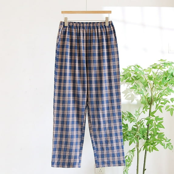 Kakii Mens Pajama Pants Flannel Cotton Plaid Sleep & Lounge Pants, PJ Bottoms with Pockets