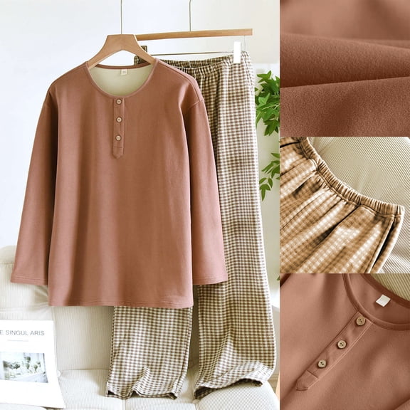 Kakii Mens Pajamas Set - 2 Piece Soft Long Sleeve TShirt Men & Pajama Pants Sleepwear Lounge PJ Set