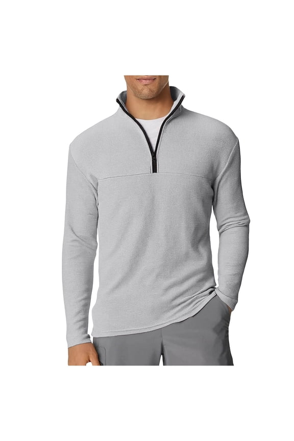 Mens Quarter Zip Pullover Golf Shirts Long Sleeve Zipper Sweatshirt Dry Fit Polo Outdoor Running Shirts for Men