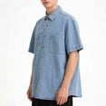 thumbnail image 1 of Kakii Mens Short Sleeve Button Down Shirts Denim Short Sleeve Shirt Men Two Pocket Western Soft Work Casual Denim Shirt, 1 of 9