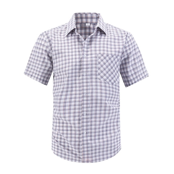 Kakii Mens Short Sleeve Casual Plaid Button Down Shirts Work Slim Fit Western Dress Shirt for Men