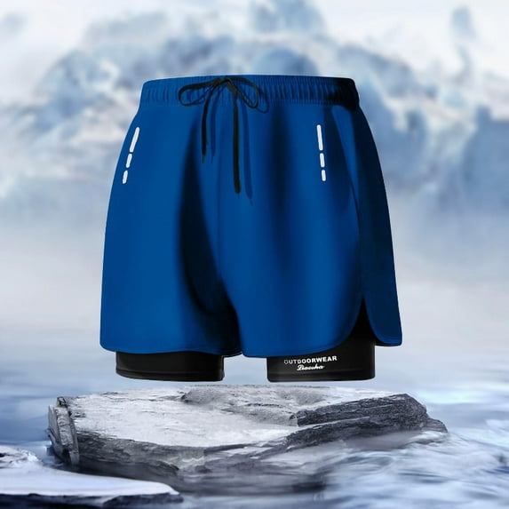 Kakii Mens Swimming Trunks with Compression Liner 2-in-1 Swim Trunks Stretch Quick Dry Swim Shorts