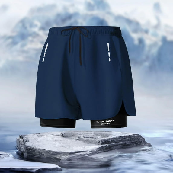 Kakii Mens Swimming Trunks with Compression Liner 2-in-1 Swim Trunks Stretch Quick Dry Swim Shorts