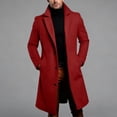 thumbnail image 1 of Kakii Mens Trench Coat Slim Fit Notched Collar Fall Winter Single Breasted Pea Coat Warm Soft Overcoat, 1 of 4