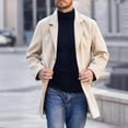 thumbnail image 1 of Kakii Mens Trench Coat Slim Fit Notched Collar Spring Winter Single Breasted Pea Coat Warm Soft Overcoat, 1 of 7