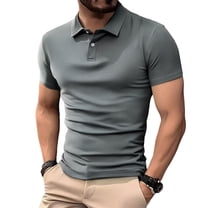 Kakii Polo Shirts for Men Cotton Short Sleeve Golf Tennis Collared Shirt for Casual Work Travel, 3 Buttons, Ultra Soft