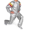thumbnail image 1 of Kakii Sauna Suit Workout Two-Piece Set, Black Shiny Thermal Sweat Outfit for Weight Loss & Fitness, Long Sleeve Hoodless Top & Jogger Pants, 1 of 9