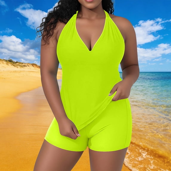 Kakii Workout Sets for Women 2 Piece Wrap Halter Tank Top High Waist Biker Shorts Yoga Pilates Outfits