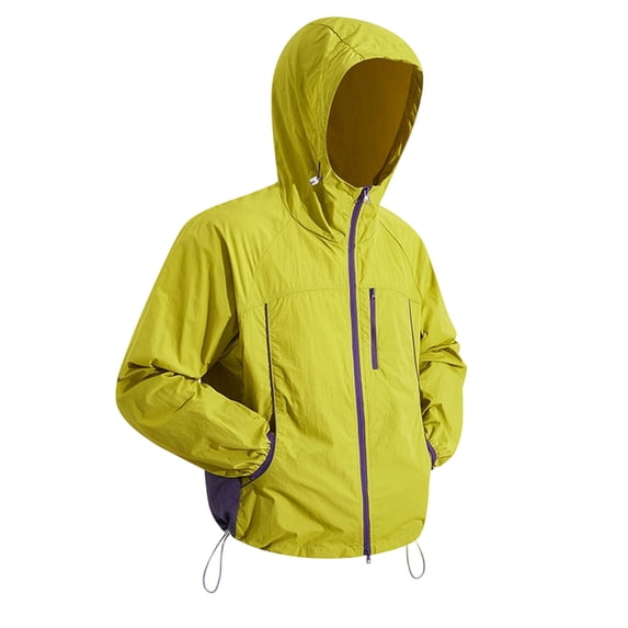 Kakii en's Color - Block Long - Sleeve Hooded Zip - Up Lightweight Sun Protection Jacket with Multiple Pockets