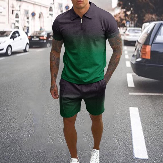 Kakina CMSX Summer Shirts for Men Clearance Men 168 Piece Casual Short Sleeve Tee Shirts And Fit Sport Shorts Set