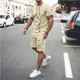 thumbnail image 1 of KIHOUT Summer Shirts for Men Men 2 Piece Casual Short Sleeve Tee Shirts And Fit Sport Shorts Set, 1 of 5