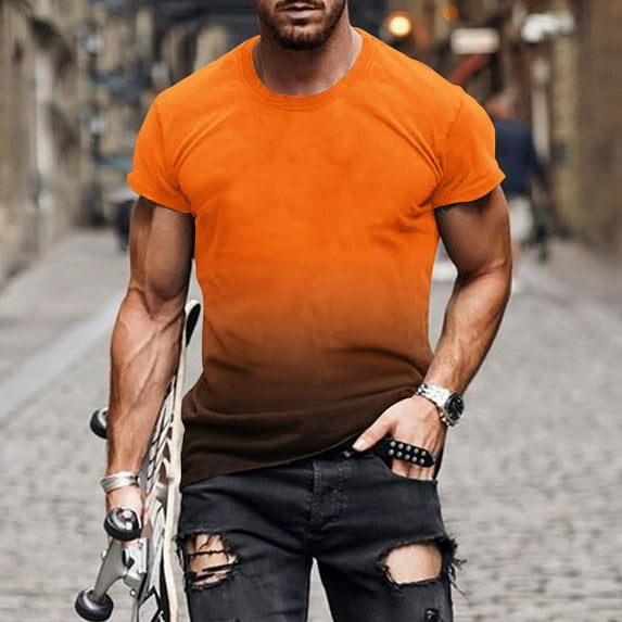 Kakina CMSX Summer Shirts for Men Clearance Men's Fashion Summer Neckline T-shirt 3D Printing Pattern Short Sleeve