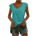 thumbnail image 1 of Kakina CMSX Tank Tops for Women Clearance Fashion Woman Causal V-Neck Floral Printing Solid Blouse Sleeveless T-Shirt Summer Tops Deals, 1 of 4