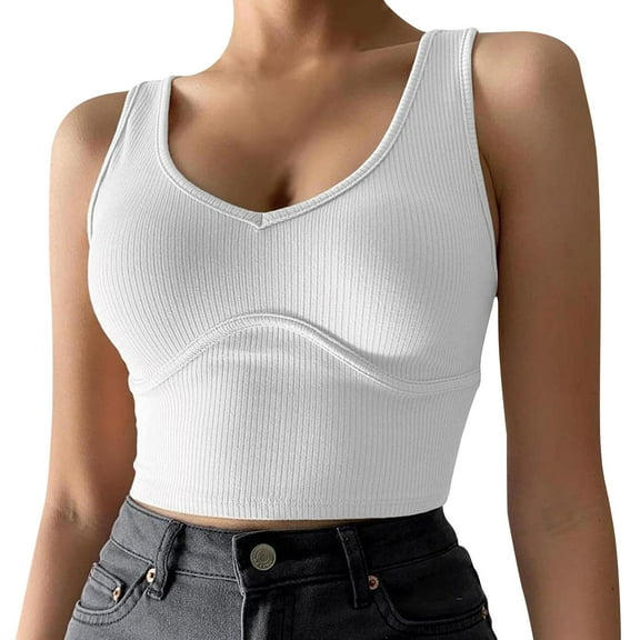 KIHOUT Tank Tops for Women Fashion Women Casual Solid Sexy Sleeveless Bandeau Vest Base Shirt Tops