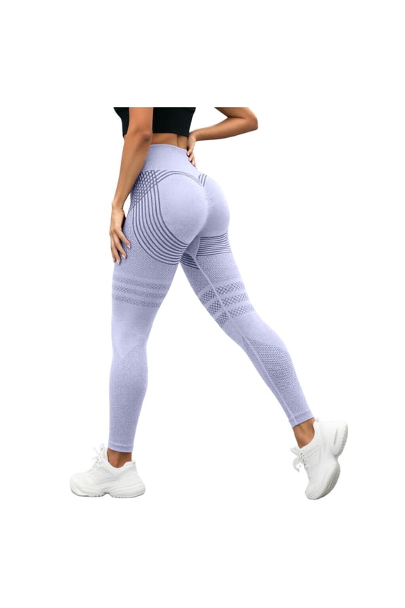 Anti Cellulite Leggings for Women Seamless Butt Lifting Tummy Control Leggings for Women High Waist Yoga Pants Compression Contour Tights Workout Women's Yoga Leggings,Light Purple
