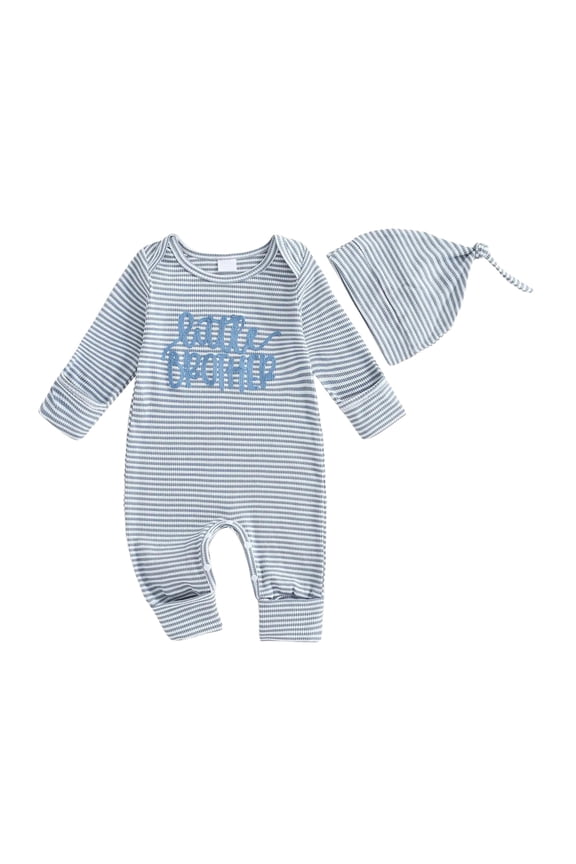 Baby Boy Clothes Brother Romper Jumpsuits Coming 2Pcs Clothing Set,Blue