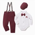 thumbnail image 1 of Kakishop Baby Boy Dress Shirt Toddler Boy Formal Outfit Baby Boy Long Sleeve Gentleman Shirt Waistcoat Bowtie Tuxedo (3-6 Months), 1 of 5