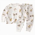 thumbnail image 1 of Kakishop Baby Boy Fall Clothes 3 6 12 18 24 Months 2T 3T 4T 5T Toddler Girl Outfits Letter Graphic Print Long Sleeve T-Shirt Tops and Pants,Brown, 1 of 5