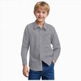 thumbnail image 1 of Kakishop Boys' Casual Shirts Fall Long Sleeve Solid Color Button Down T-Shirt for Kids Regular Clothes 1T 2T 3T 4T 5T 6T 7T (Grey,9-10 Years), 1 of 9