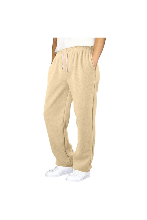 Boys Girls Baggy Sweatpants Straight Wide Leg Open Bottom Casual Pants with Pockets Elastic Waist Workout Kids Sweatpants Boys Girls,Beige