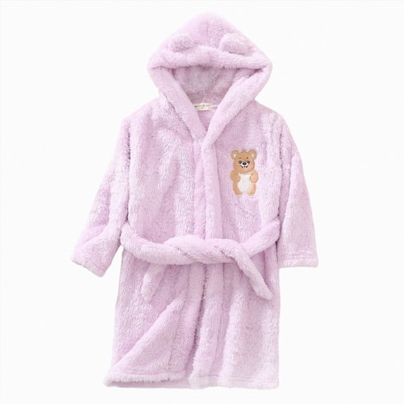 Kakishop Girls Robe Baby Hooded Robe Organic Terry Bathrobe Newborn Bath Essentials Unisex Boys and Girls (Purple,10-12 Years)